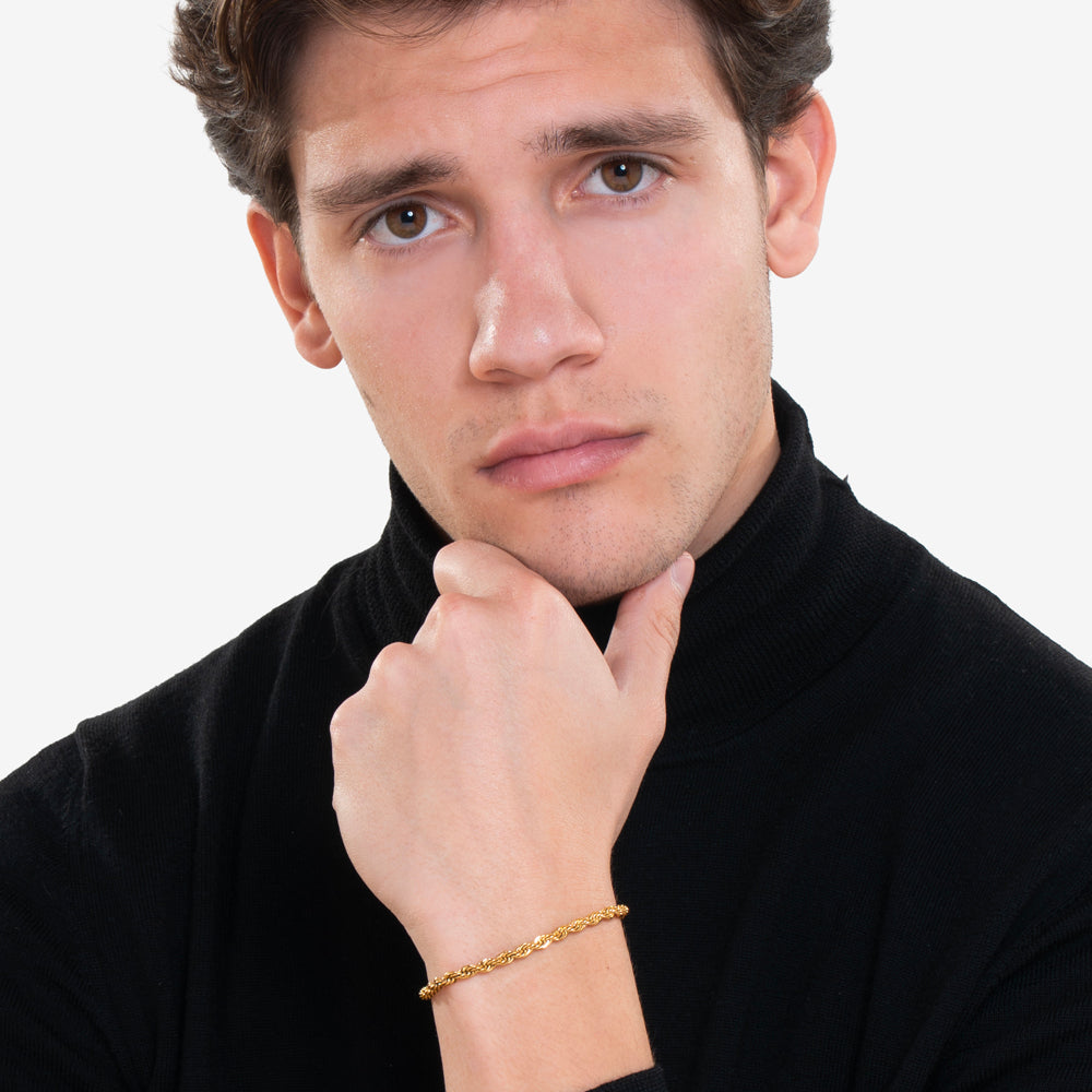 Bracciale Luca Barra Uomo Acciaio Gold Intrecciato _BA1858