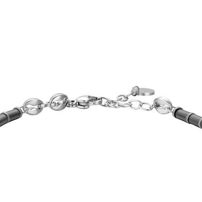 Luca Barra Herren-Armband aus Stahl mit schwarzen Achatsteinen _BA1869 