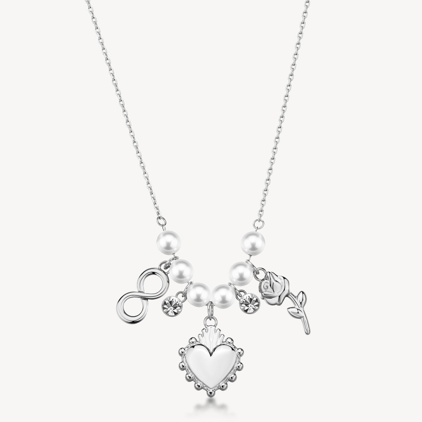 Collana Brosway CHAKRA Donna Acciaio Silver Perle Amore Cuore _BHKN183