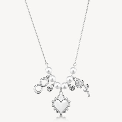 Collana Brosway CHAKRA Donna Acciaio Silver Perle Amore Cuore _BHKN183