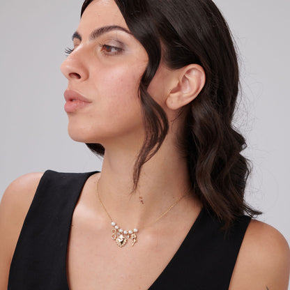 Collana Brosway CHAKRA Donna Acciaio Gold Perle Amore Cuore _BHKN184