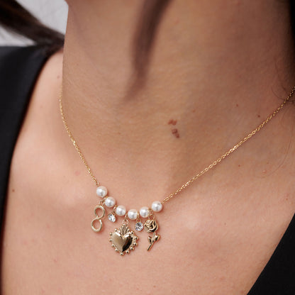 Collana Brosway CHAKRA Donna Acciaio Gold Perle Amore Cuore _BHKN184