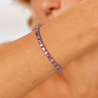 Brosway Bracciale Dreaming Donna Acciaio Silver Tennis Cubic Zirconia Colore Ametista _BIG19