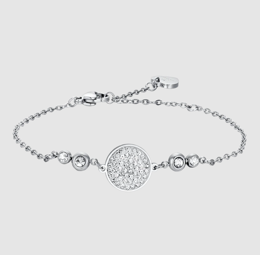 Bracciale Luca Barra Acciaio Centrale Cristalli _BK2531