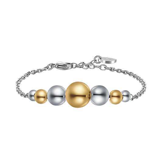 Bracciale Luca Barra Donna Acciaio Sfere Silver e Gold _BK2753