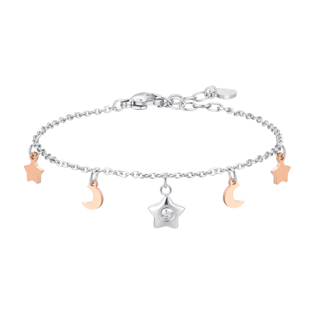 Bracciale Luca Barra Donna Acciaio ciondoli Luna e Stelle _BK2824