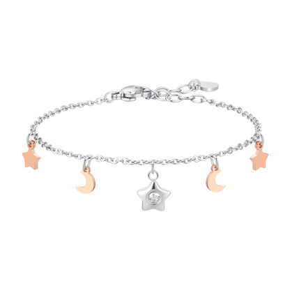 Bracciale Luca Barra Donna Acciaio ciondoli Luna e Stelle _BK2824