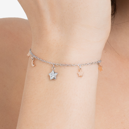 Bracciale Luca Barra Donna Acciaio ciondoli Luna e Stelle _BK2824