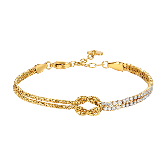 Bracciale Luca Barra Donna Acciaio IP Gold Nodo e Zirconi Bianchi _BK2909
