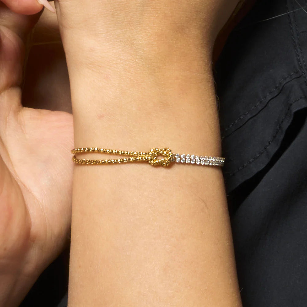 Luca Barra Damen-Armband, Tennis-Kristalle aus Stahl und grüner zentraler Zirkonia _BK2741 