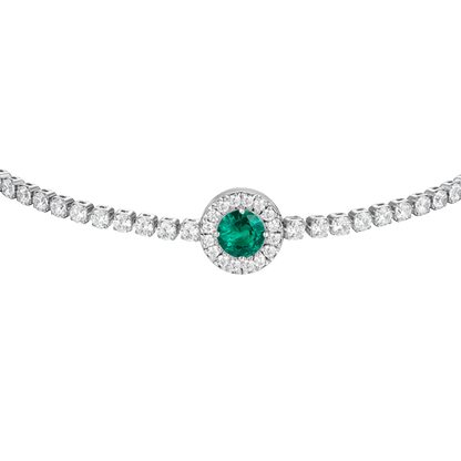 Luca Barra Damen-Armband, Tennis-Kristalle aus Stahl und grüner zentraler Zirkonia _BK2741 