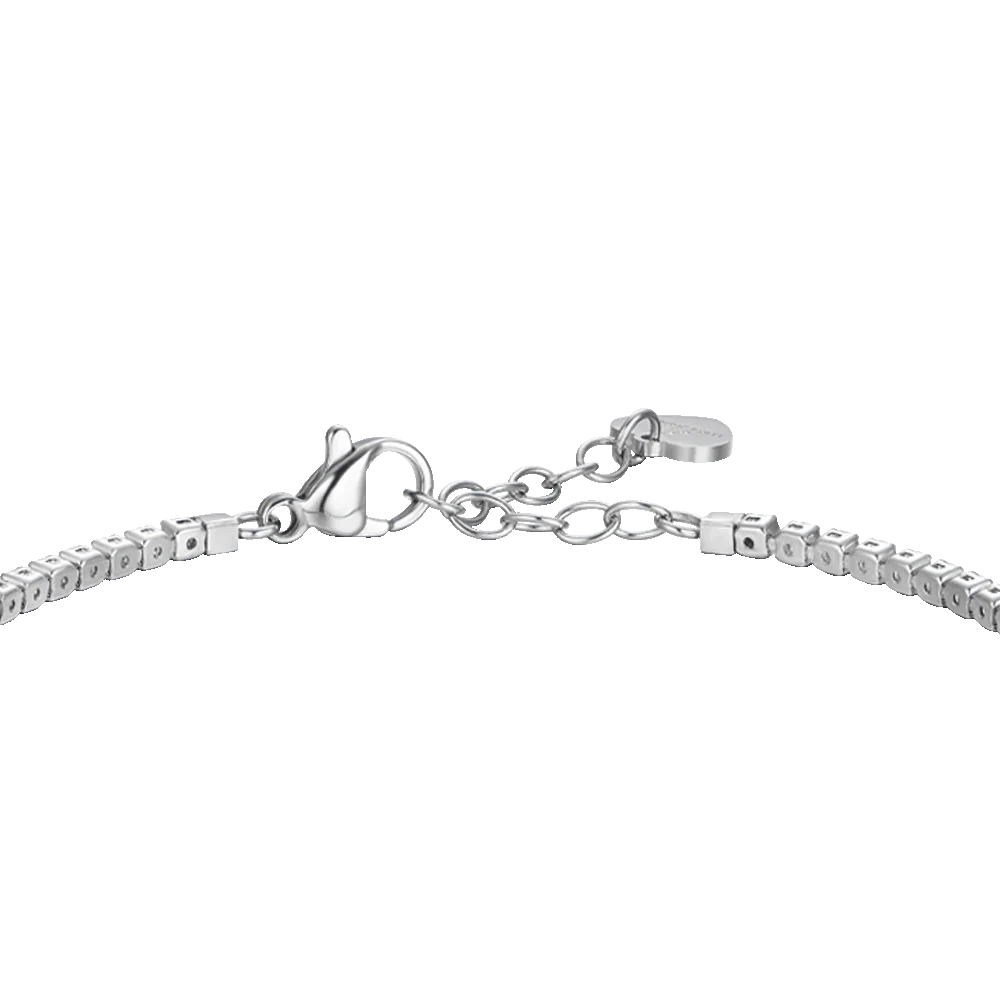 Luca Barra Damen-Armband, Tennis-Kristalle aus Stahl und grüner zentraler Zirkonia _BK2741 