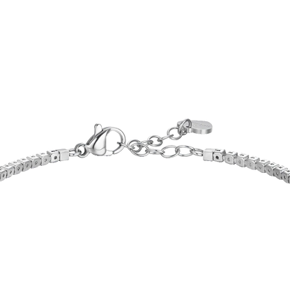 Luca Barra Damen-Armband, Tennis-Kristalle aus Stahl und grüner zentraler Zirkonia _BK2741 