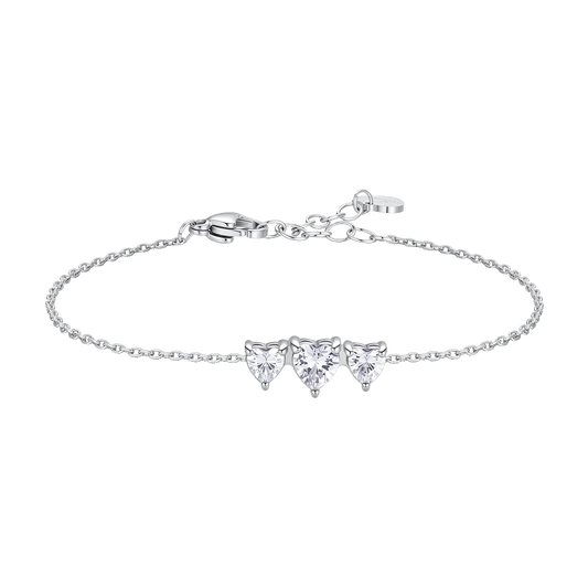 Bracciale Luca Barra Donna Acciaio Cuori Zirconi Bianchi _ BK2947