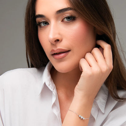 Luca Barra Damen-Tennisarmband mit abwechselnd lila und weißen Kristallen _BK2638 