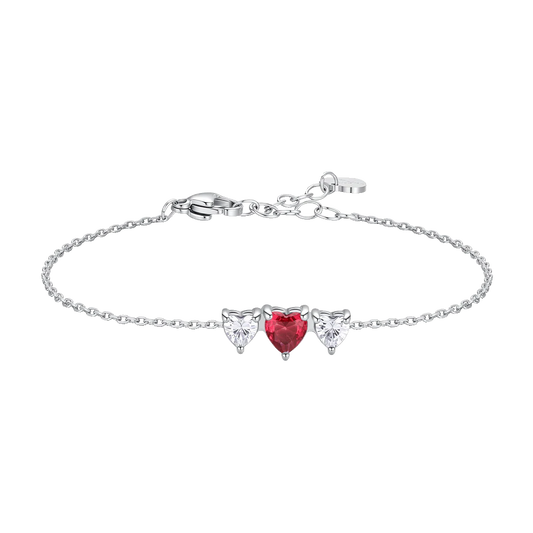Bracciale Luca Barra Donna Acciaio Cuori Zirconi Bianco Rosa _ BK2949