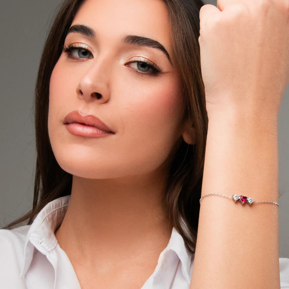 Luca Barra Damen-Tennisarmband mit abwechselnd lila und weißen Kristallen _BK2638 
