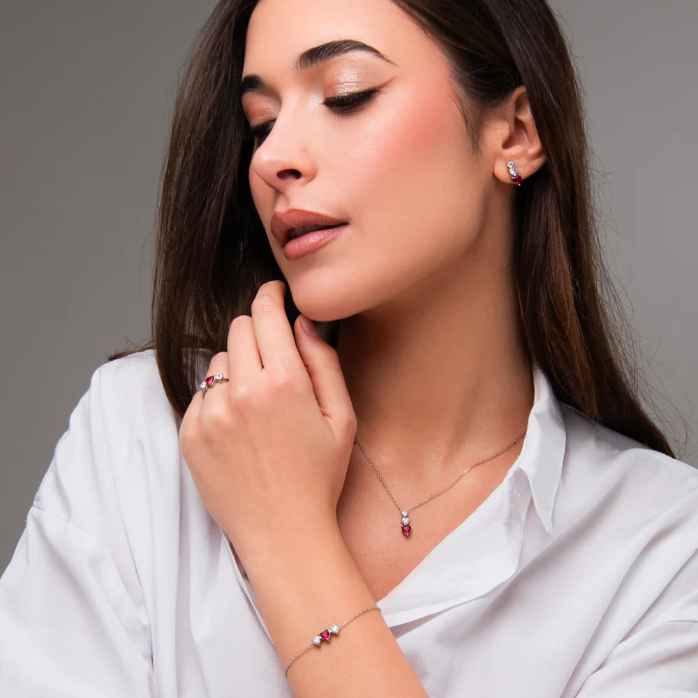 Luca Barra Damen-Tennisarmband mit abwechselnd lila und weißen Kristallen _BK2638 