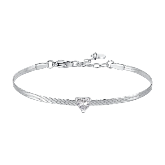 Bracciale Luca Barra Donna Acciaio Snake Cuore Zirconi Bianco _BK2957