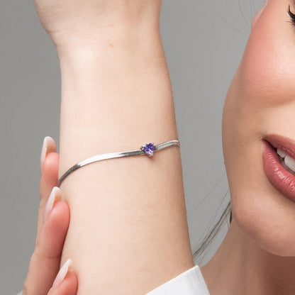 Luca Barra Damen-Tennisarmband mit abwechselnd lila und weißen Kristallen _BK2638 