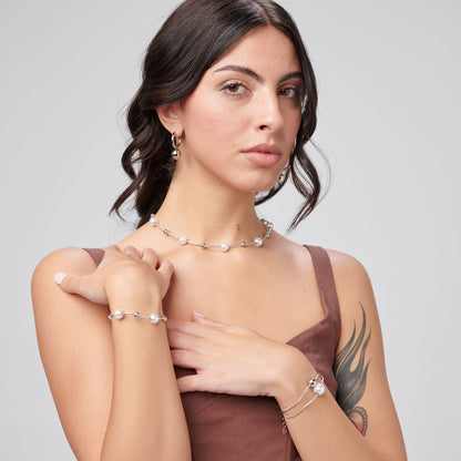 Brosway Bracciale Donna Acciaio Silver Multifilo Centrale Sfera e Perla _BPC54