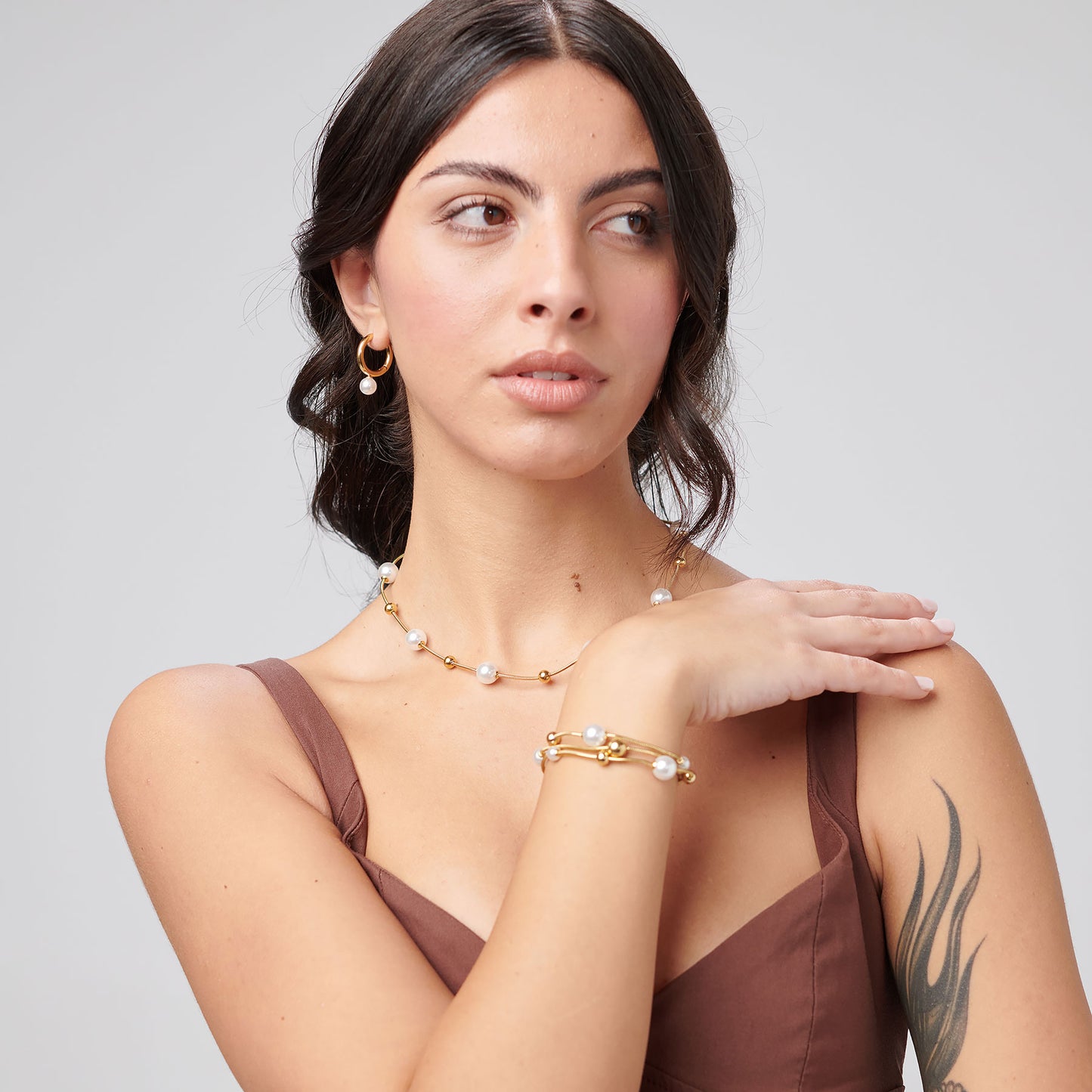 Orecchini Brosway PERFECT Donna Acciaio Gold Cerchietto Pendete Perla _BPC63