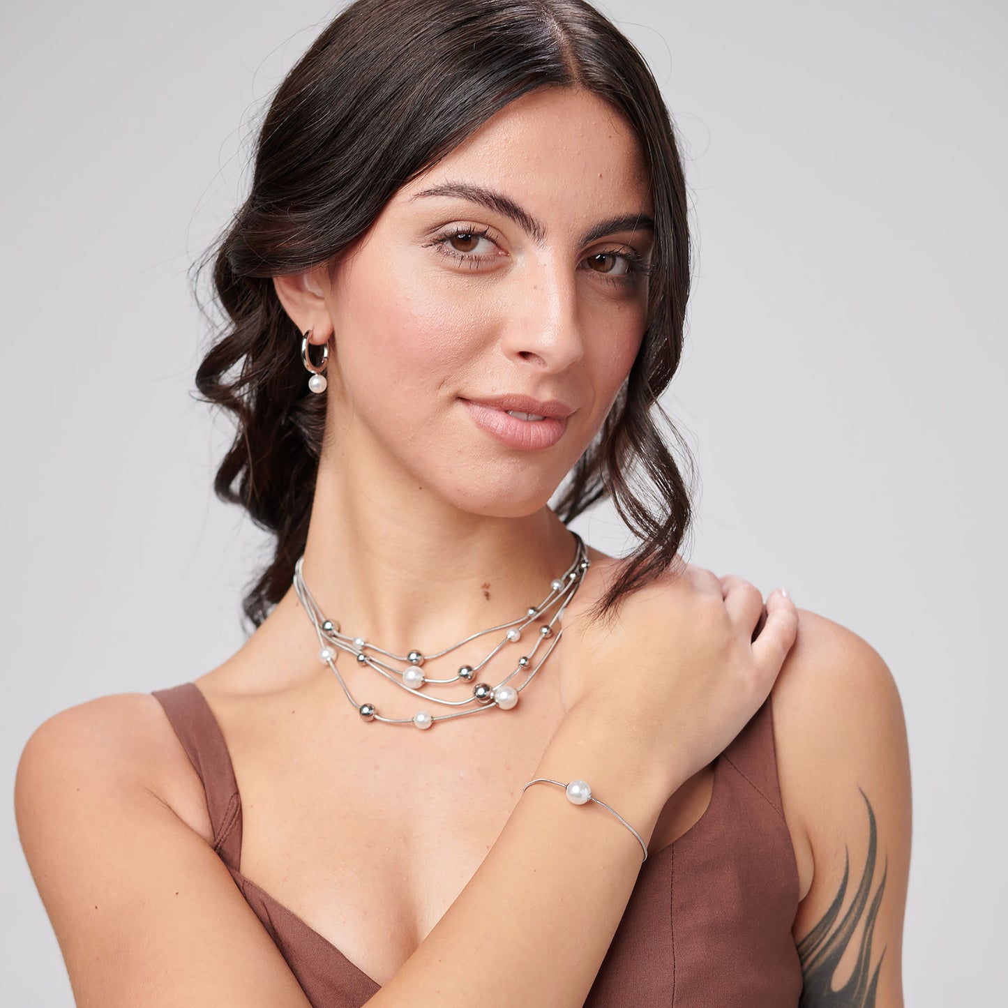 Orecchini Brosway PERFECT Donna Acciaio Silver Cerchietto Pendete Perla _BPC62