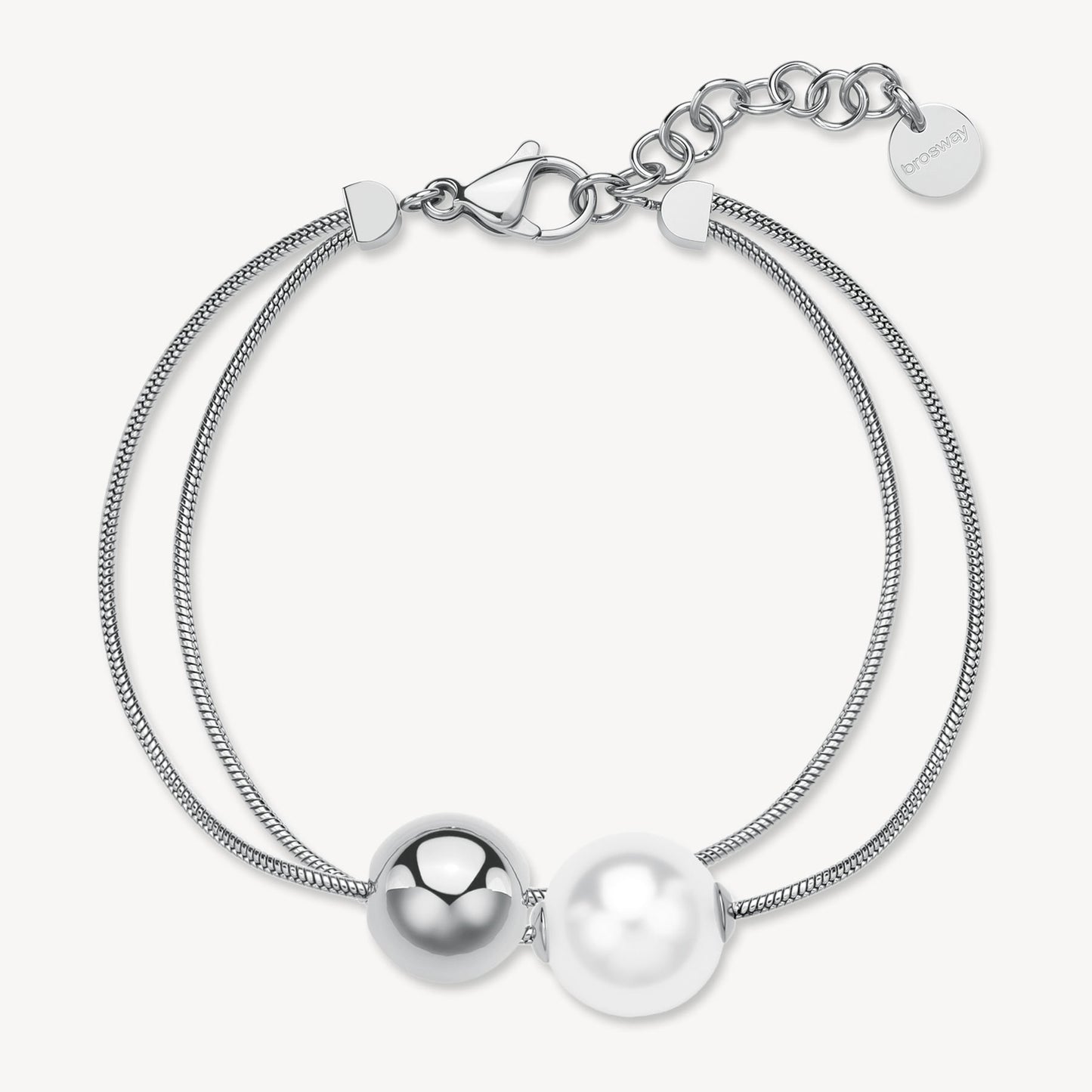Brosway Bracciale Donna Acciaio Silver Multifilo Centrale Sfera e Perla _BPC54