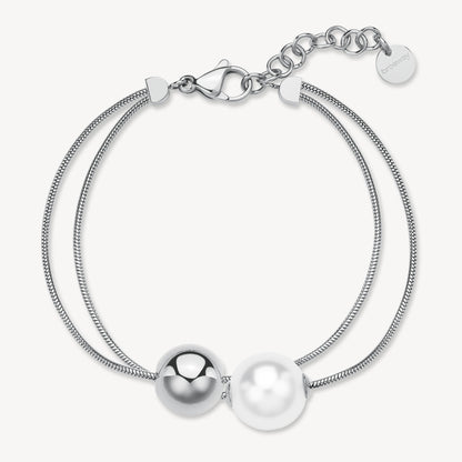Brosway Bracciale Donna Acciaio Silver Multifilo Centrale Sfera e Perla _BPC54