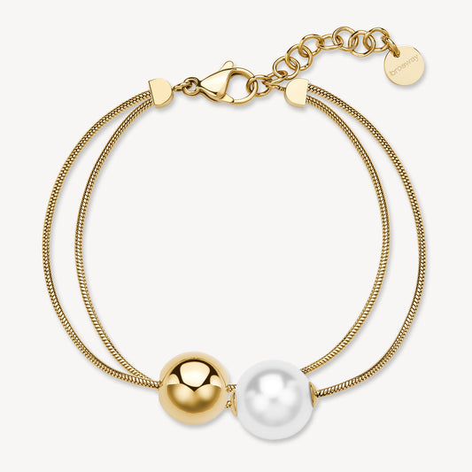 Brosway Bracciale Donna Acciaio Gold Multifilo Centrale Sfera e Perla _BPC55