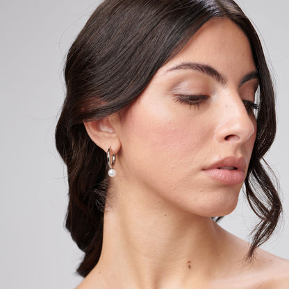 Orecchini Brosway PERFECT Donna Acciaio Silver Cerchietto Pendete Perla _BPC62