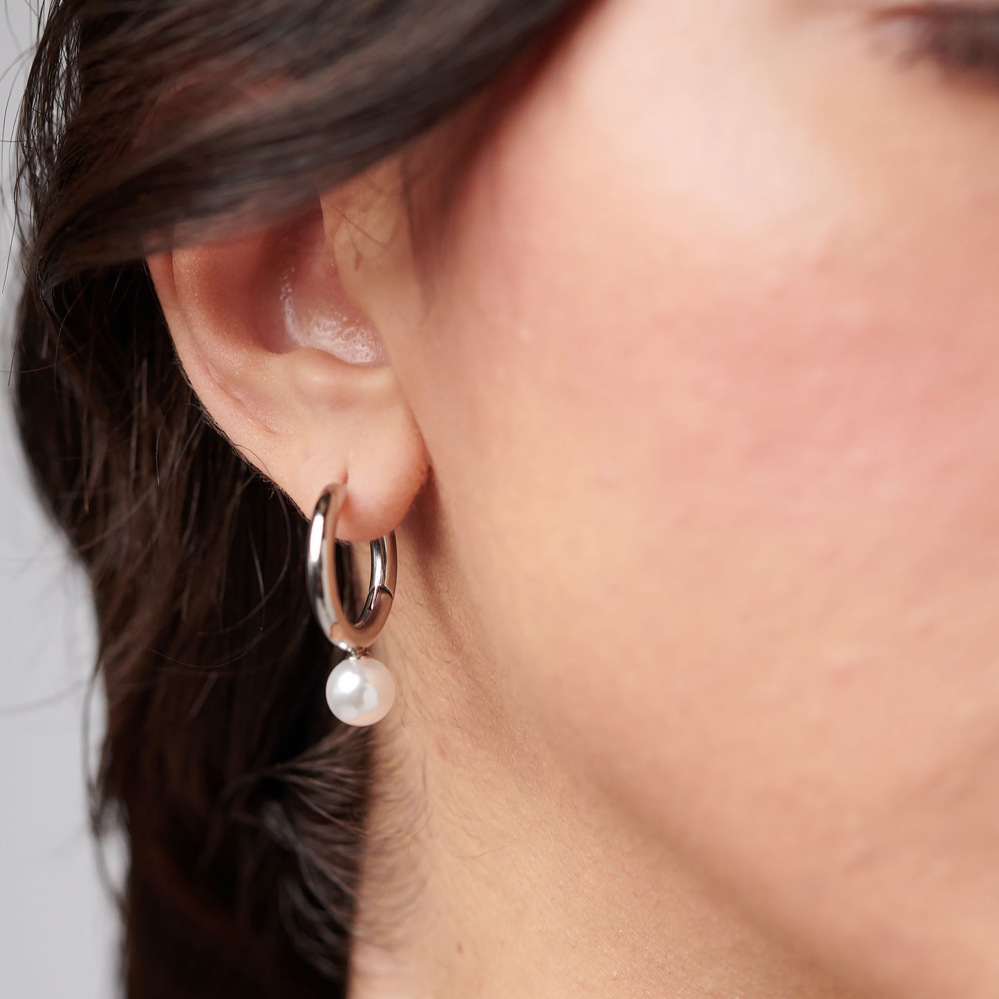 Orecchini Brosway PERFECT Donna Acciaio Silver Cerchietto Pendete Perla _BPC62