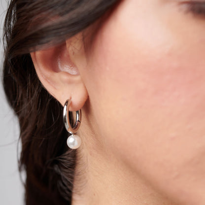 Orecchini Brosway PERFECT Donna Acciaio Silver Cerchietto Pendete Perla _BPC62