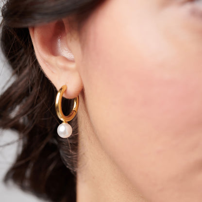 Orecchini Brosway PERFECT Donna Acciaio Gold Cerchietto Pendete Perla _BPC63