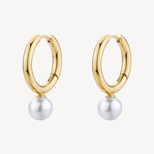 Orecchini Brosway PERFECT Donna Acciaio Gold Cerchietto Pendete Perla _BPC63