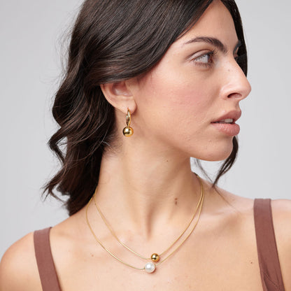 Orecchini Brosway PERFECT Donna Acciaio Gold Cerchietto Pendete Sfera _BPC65