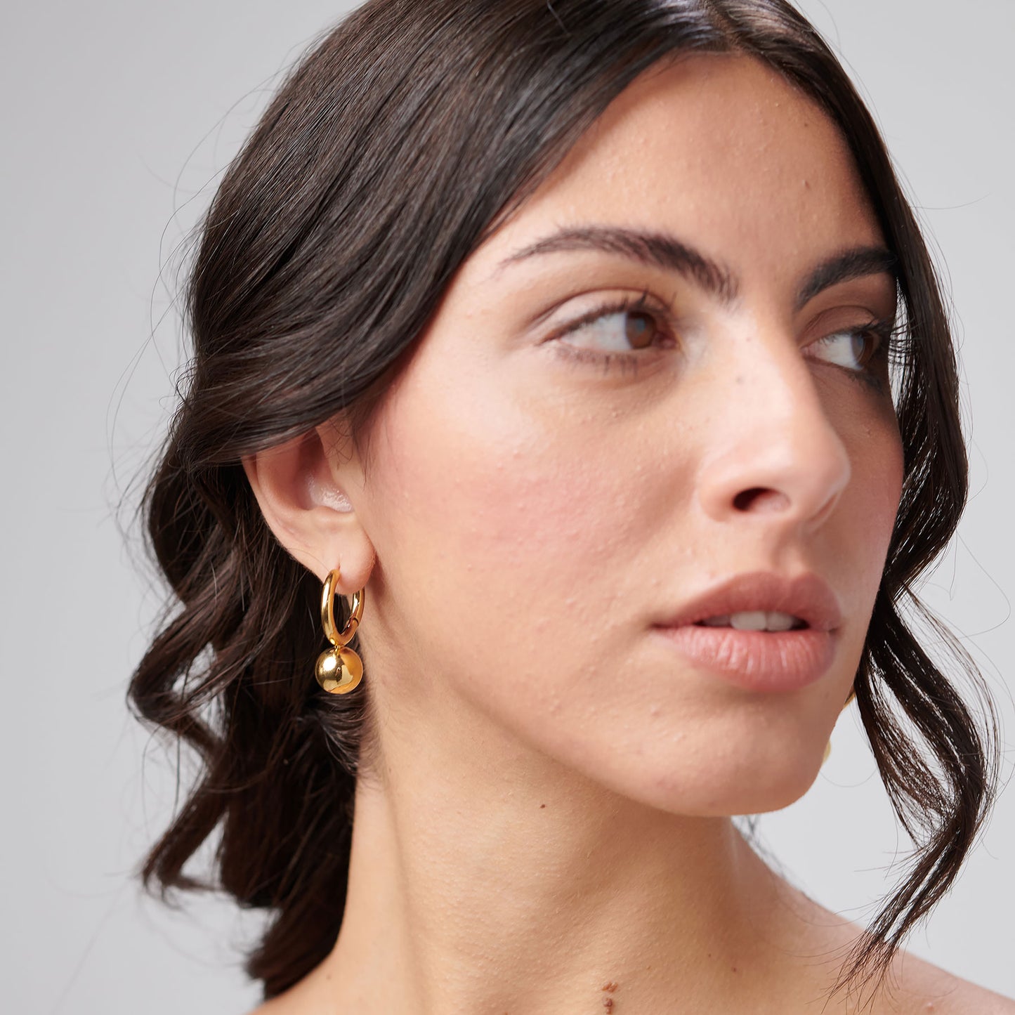 Orecchini Brosway PERFECT Donna Acciaio Gold Cerchietto Pendete Sfera _BPC65