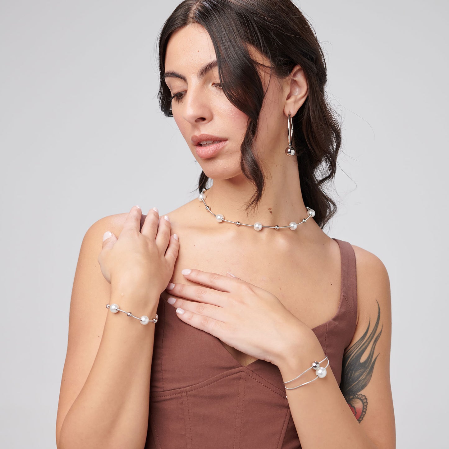 Orecchini Brosway PERFECT Donna Acciaio Silver Cerchietto Pendete Sfera _BPC66