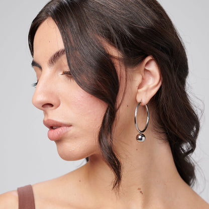 Orecchini Brosway PERFECT Donna Acciaio Silver Cerchietto Pendete Sfera _BPC66