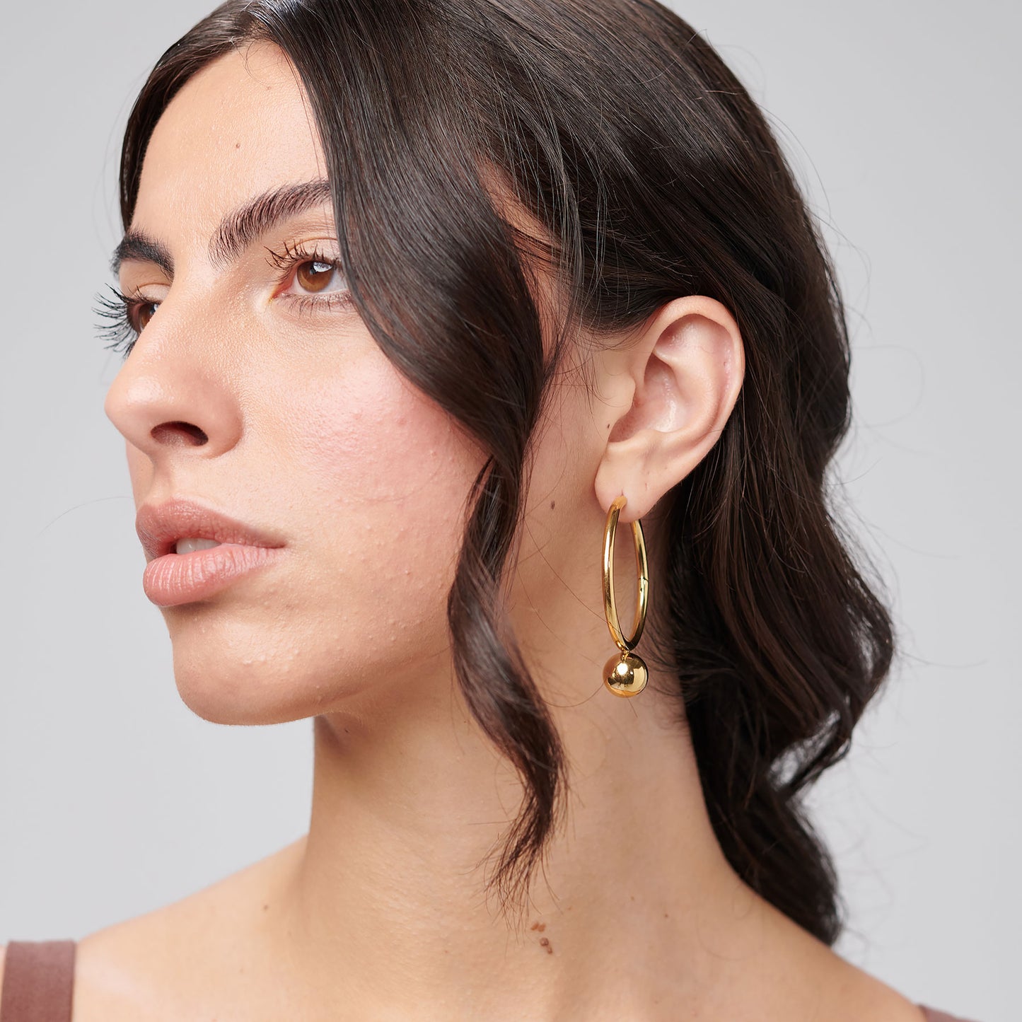 Orecchini Brosway PERFECT Donna Acciaio Gold Cerchietto Pendete Sfera _BPC67