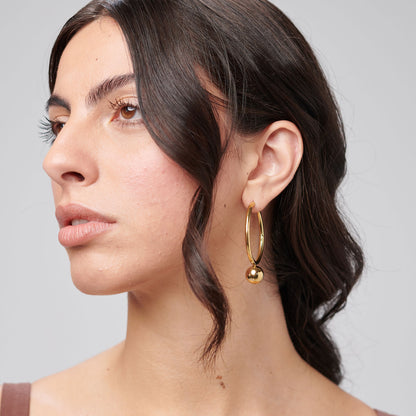 Orecchini Brosway PERFECT Donna Acciaio Gold Cerchietto Pendete Sfera _BPC67