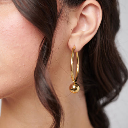 Orecchini Brosway PERFECT Donna Acciaio Gold Cerchietto Pendete Sfera _BPC67