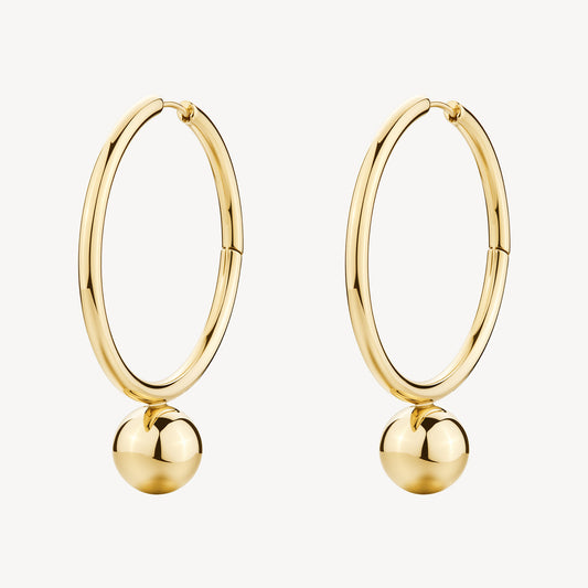 Orecchini Brosway PERFECT Donna Acciaio Gold Cerchietto Pendete Sfera _BPC67