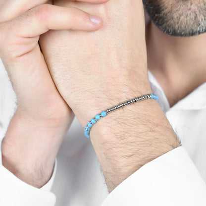 Bracciale Luca Barra Acciaio Silver Pietre Azzurre _BA1508