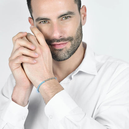 Bracciale Luca Barra Acciaio Silver Pietre Azzurre _BA1508