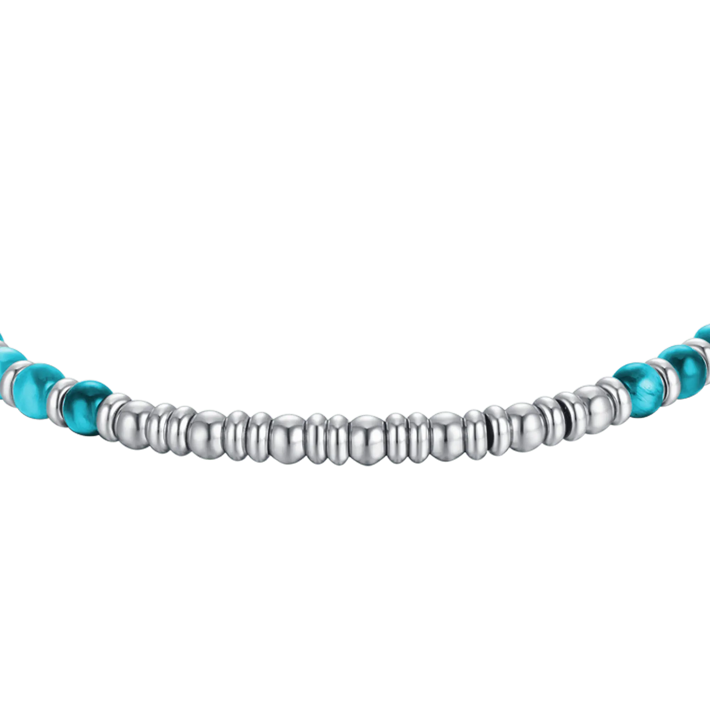 Bracciale Luca Barra Acciaio Silver Pietre Azzurre _BA1508