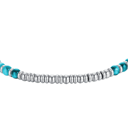 Bracciale Luca Barra Acciaio Silver Pietre Azzurre _BA1508