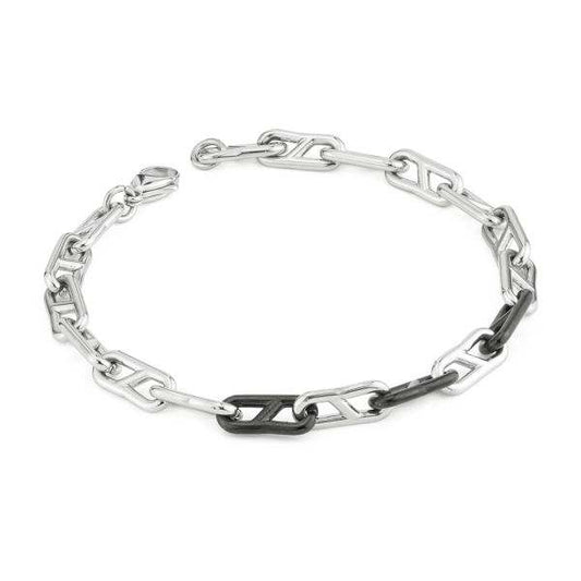Bracciale Boccadamo Uomo Acciaio Maglie Alternate Nero Silver _ABR752