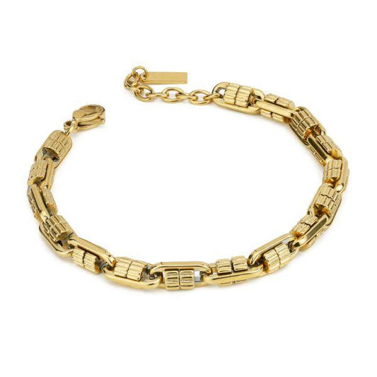 Bracciale Boccadamo Uomo Acciaio Bracciale Placcato Oro Giallo Maglia A Capsula _ABR757D