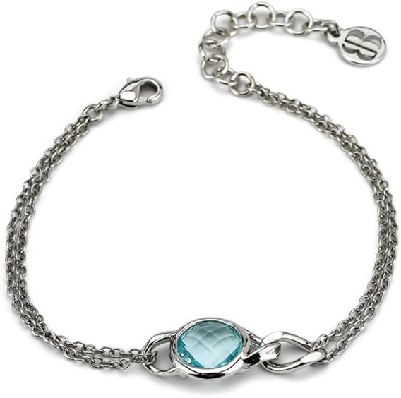 Bracciale Boccadamo Donna Acciaio Argento Catena Cristallo Acqua Marina XBR992A 8050506380535